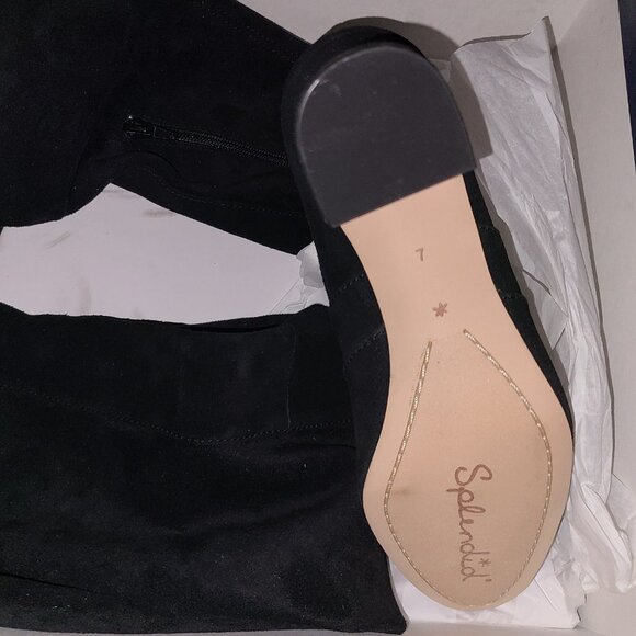 New SPLENDID 7 Charlotte Kensley Poet Black Suede Stretch OTK Over Knee Boots - Picture 8 of 8